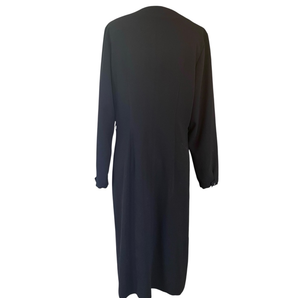 ❤️ Retro Vintage Harvé Benard Black Crepe Rhinestone Buttons x Pockets Dress - Picture 7 of 8